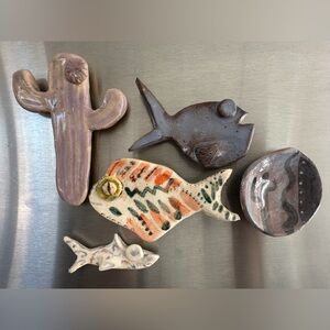 Set Of 5 Ceramic Magnet Handmade🐠🌸🌵🏜️
